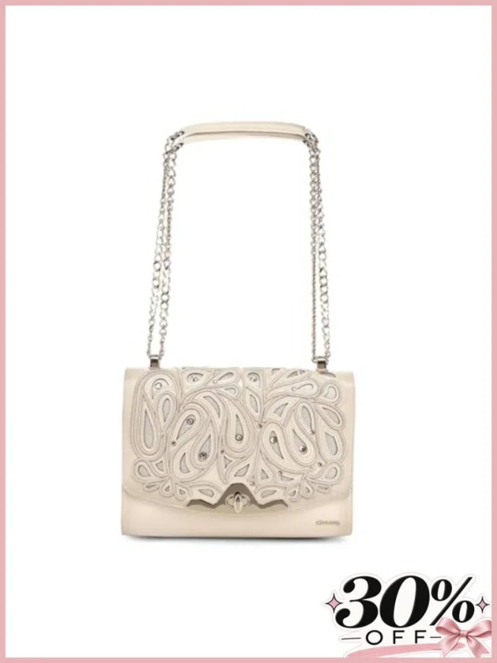 Genuine Bovine Leather Shoulder Bag Chain Strap Crossbody